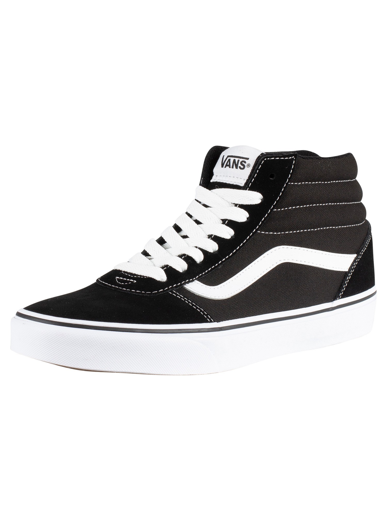 Vans Ward Hi Suede Canvas Trainers - Black/White | Standout